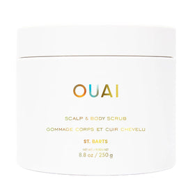OUAI Scalp & Body Scrub, St. Barts front view with packaging