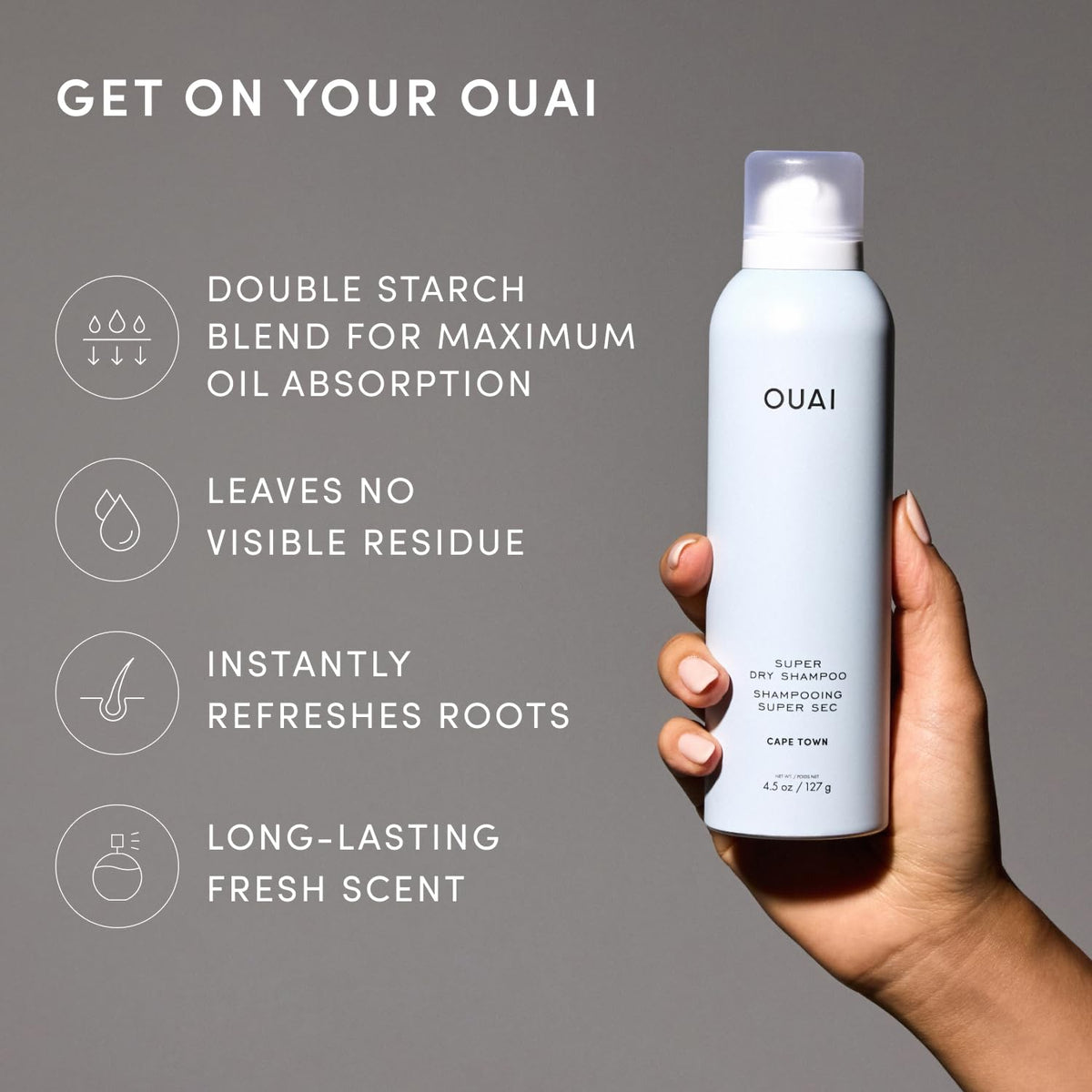 OUAI Super Dry Shampoo Cape Town 4.5 Oz can back view