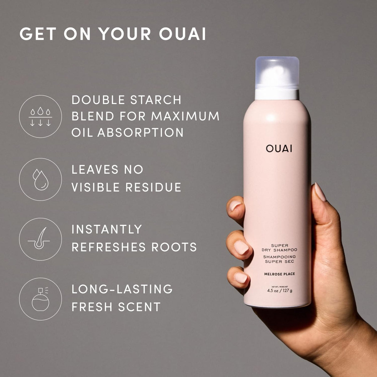 OUAI Super Dry Shampoo Melrose Place back label