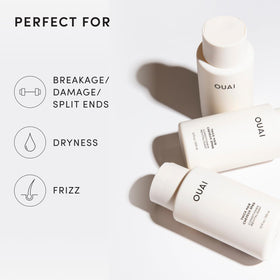 OUAI Thick Hair Conditioner 3 Oz on a bathroom shelf