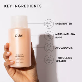 OUAI Thick Hair Shampoo Refill 32 Oz in a shower setting
