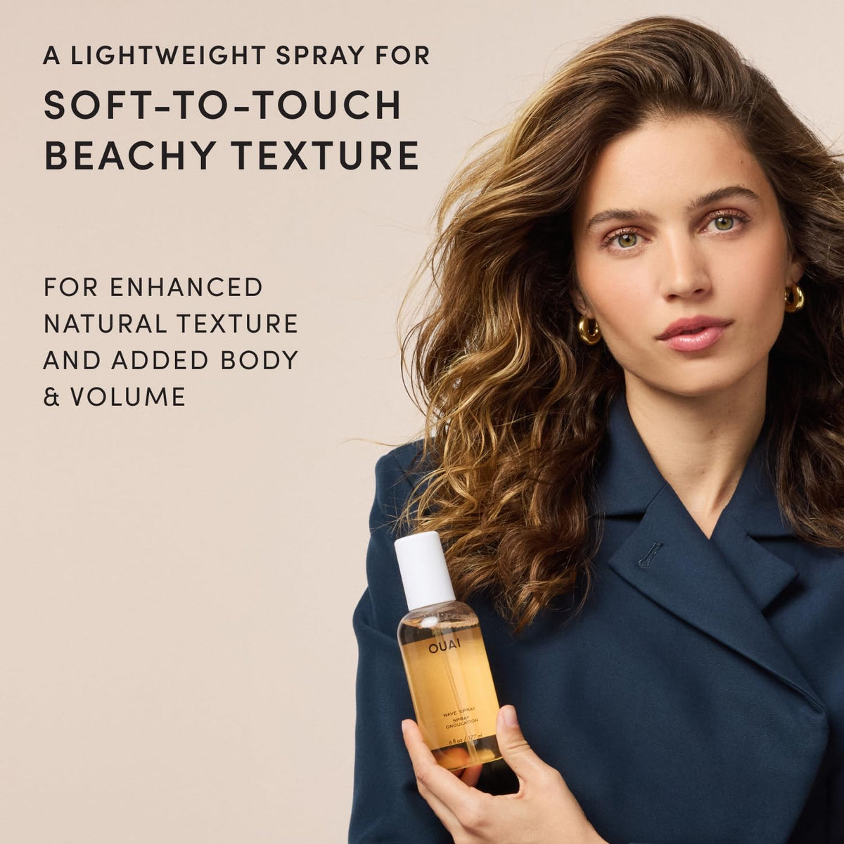 OUAI Wave Spray 6 Fl Oz back view showing ingredients