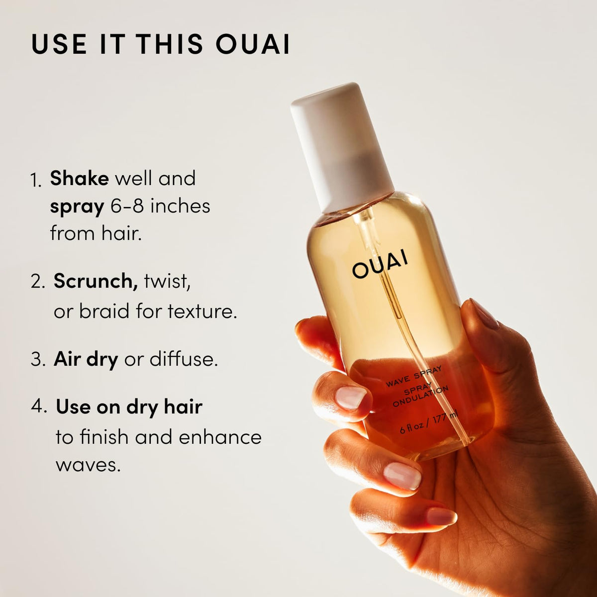 OUAI Wave Spray packaging details