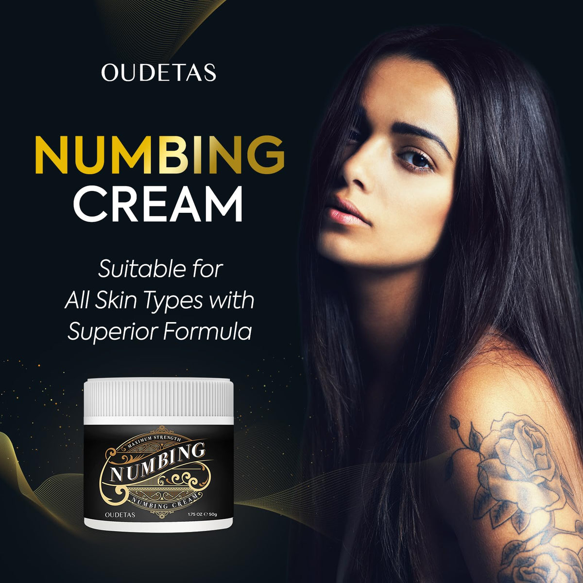 Oudetas Numbing Cream 1.39 fl oz opened showing cream texture