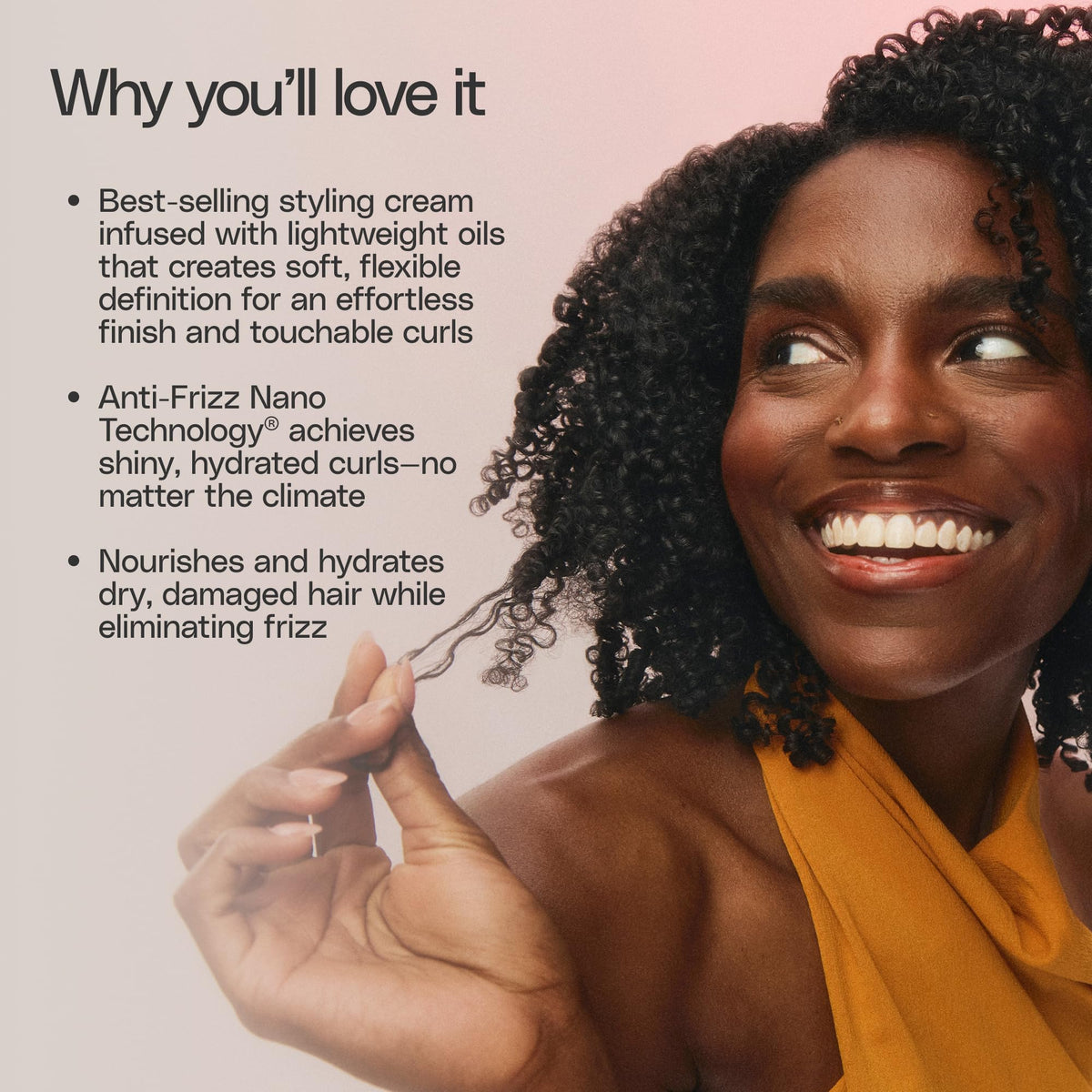 Ouidad Advanced Climate Control Cream with curly hair model