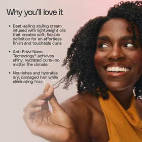 Ouidad Advanced Climate Control Cream with curly hair model