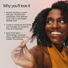 Ouidad Advanced Climate Control Curl Gel lifestyle scene with model