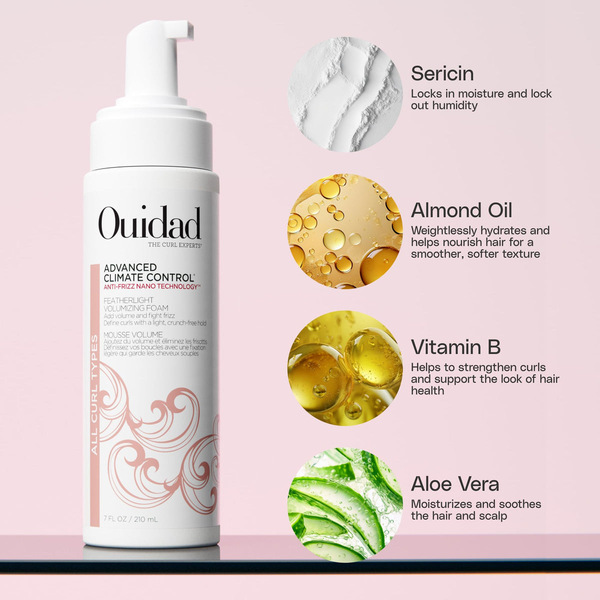 Ouidad Advanced Climate Control Volumizing Foam with aloe and sweet almond oil