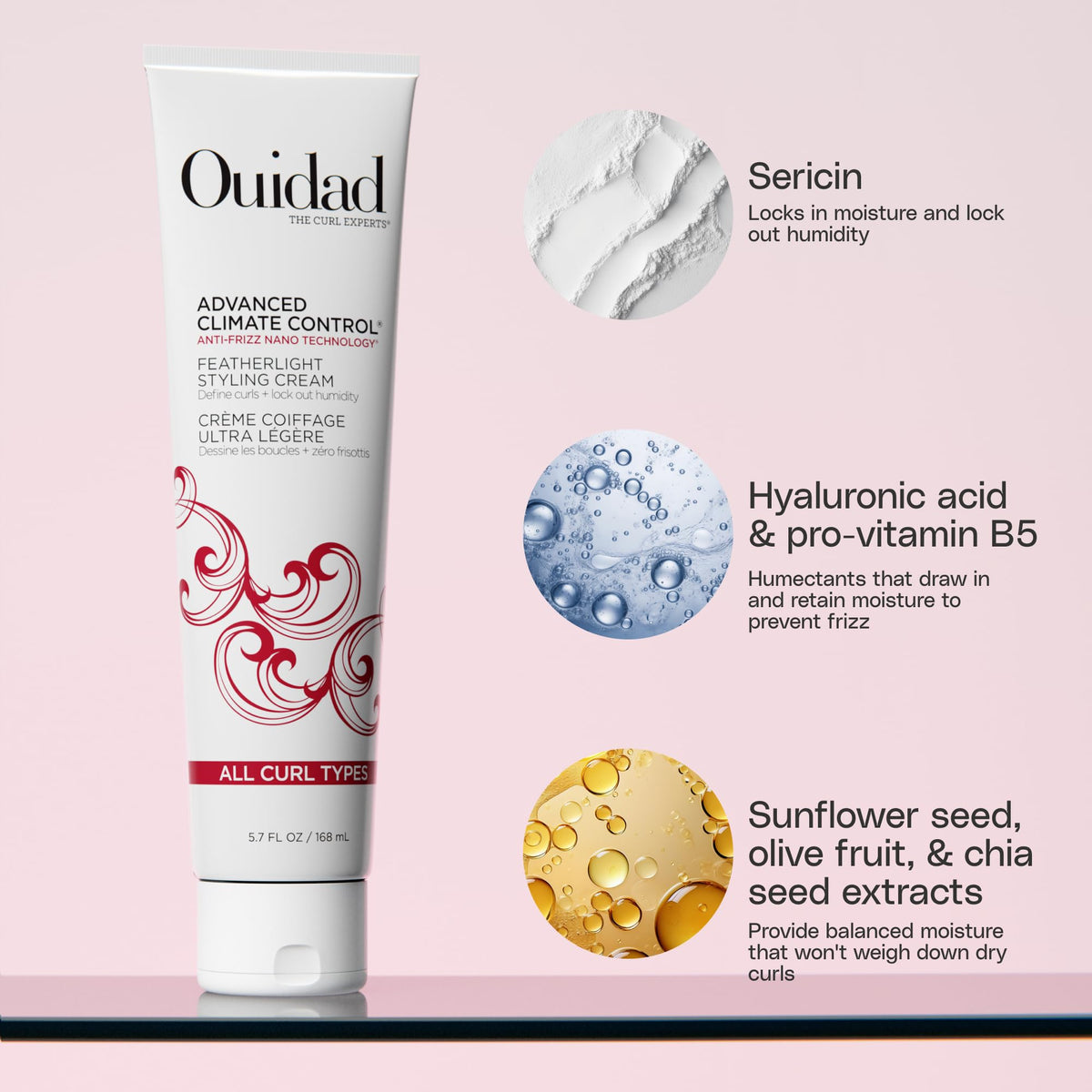Ouidad Featherlight Curls Styling Cream packaging side view