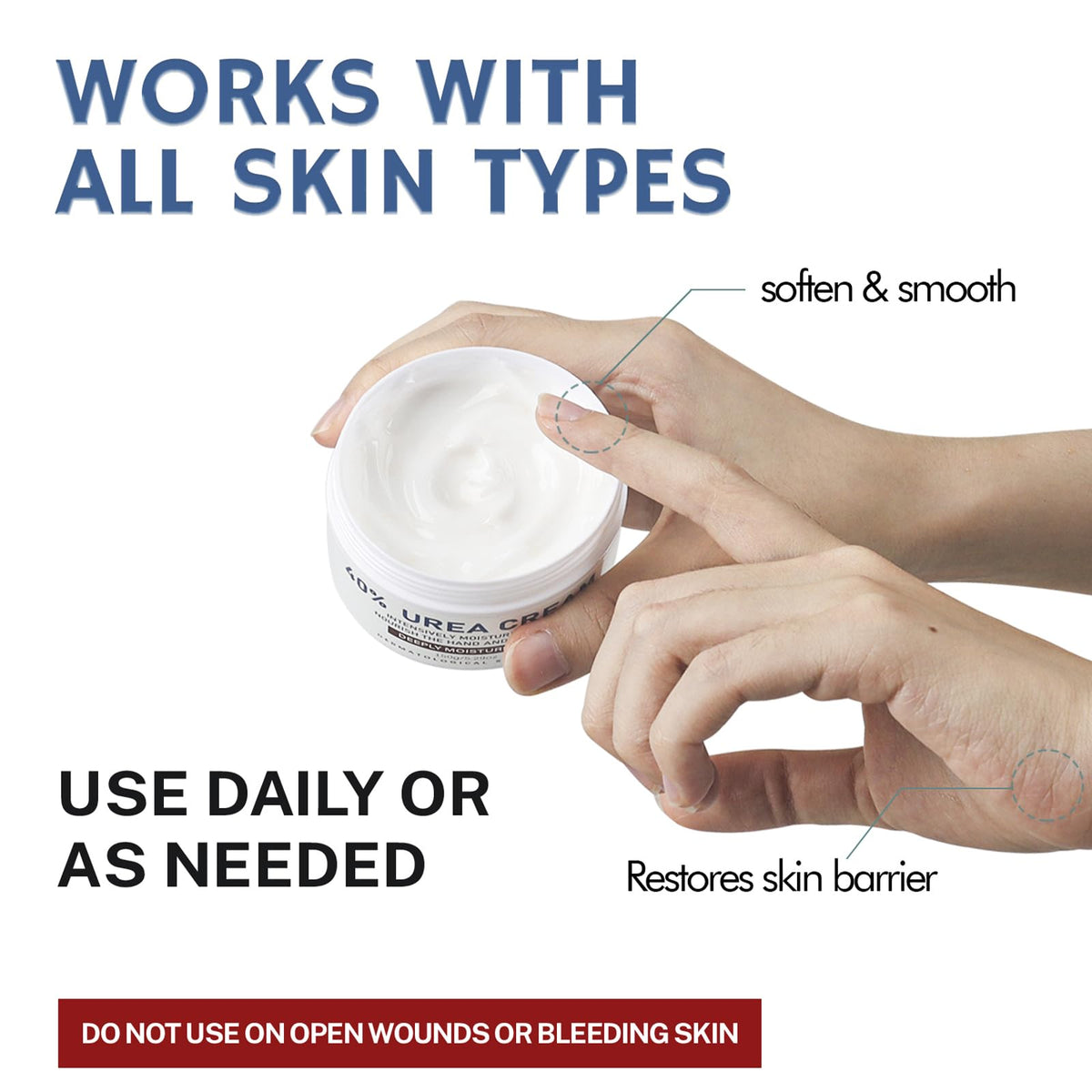 OUKEYA Urea Cream 40% application on dry skin