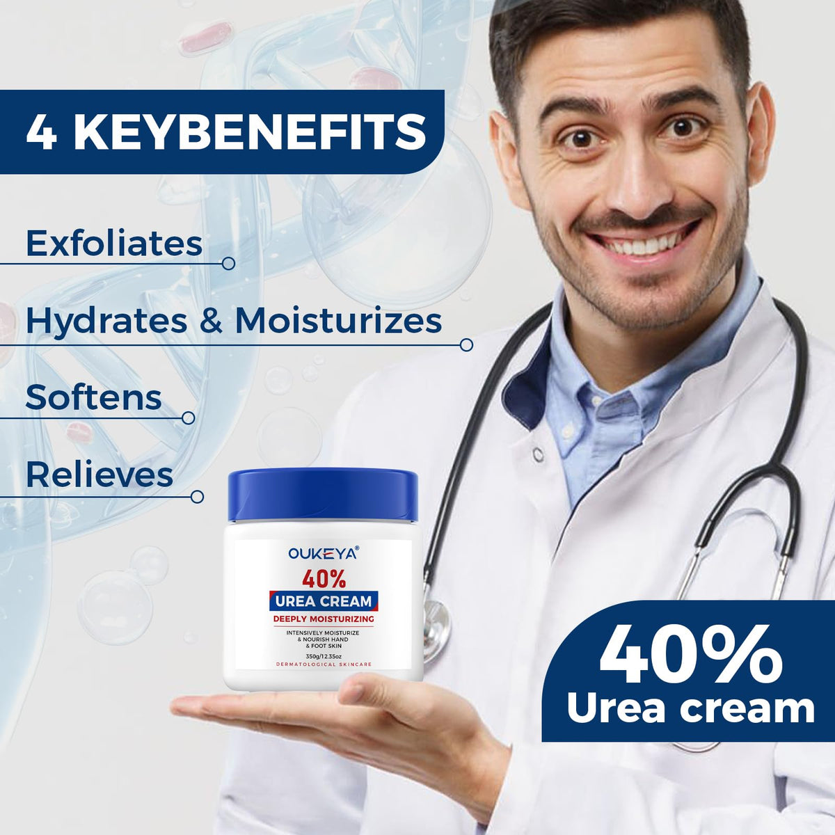 OUKEYA Urea Cream 40% in a bathroom setting