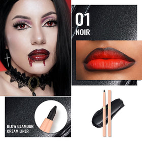 Oulac Black Lip Liner Pencil 2in1 retractable crayon back view