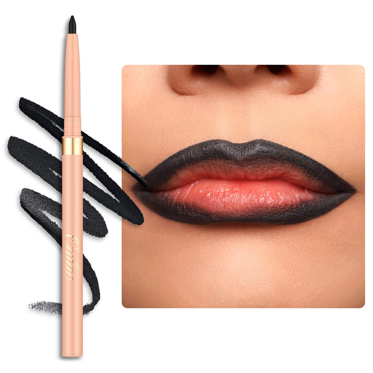 Oulac Black Lip Liner Pencil 2in1 retractable crayon front view