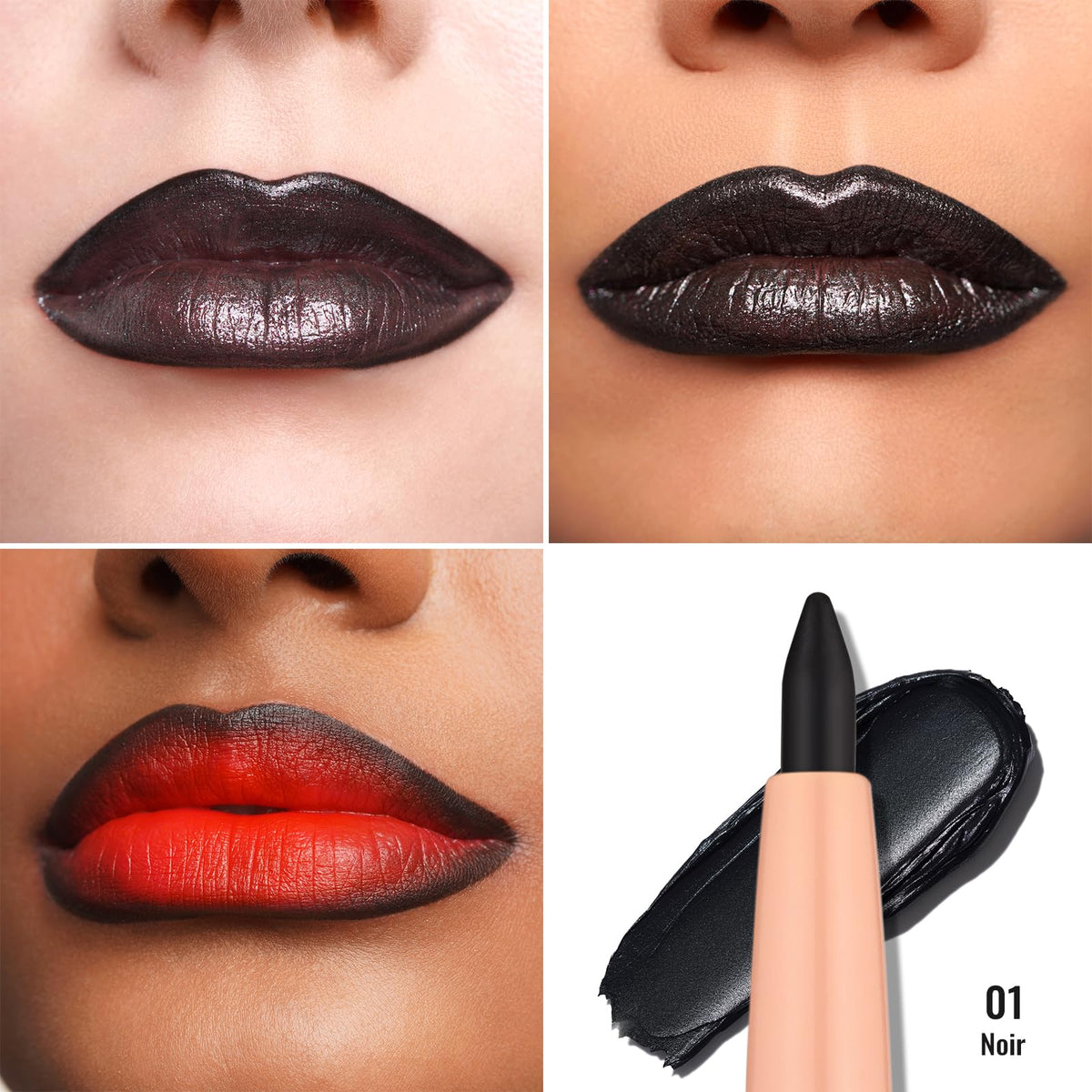 Oulac Black Lip Liner Pencil 2in1 retractable crayon side view
