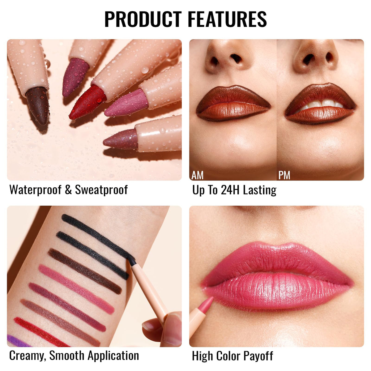 Oulac Brown Lip Liner Pencil in use on model