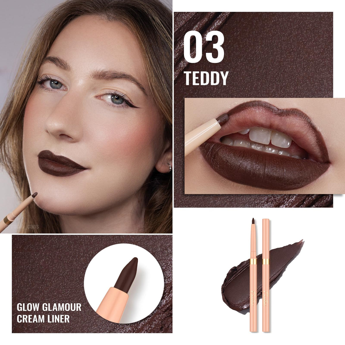 Oulac Brown Lip Liner Pencil packaging with vegan label