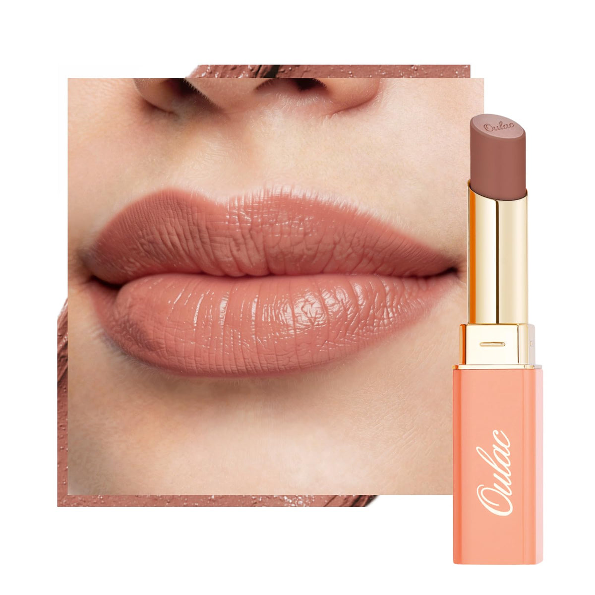 Oulac Color Rich Satin Matte Lipstick in Nude Peach front view