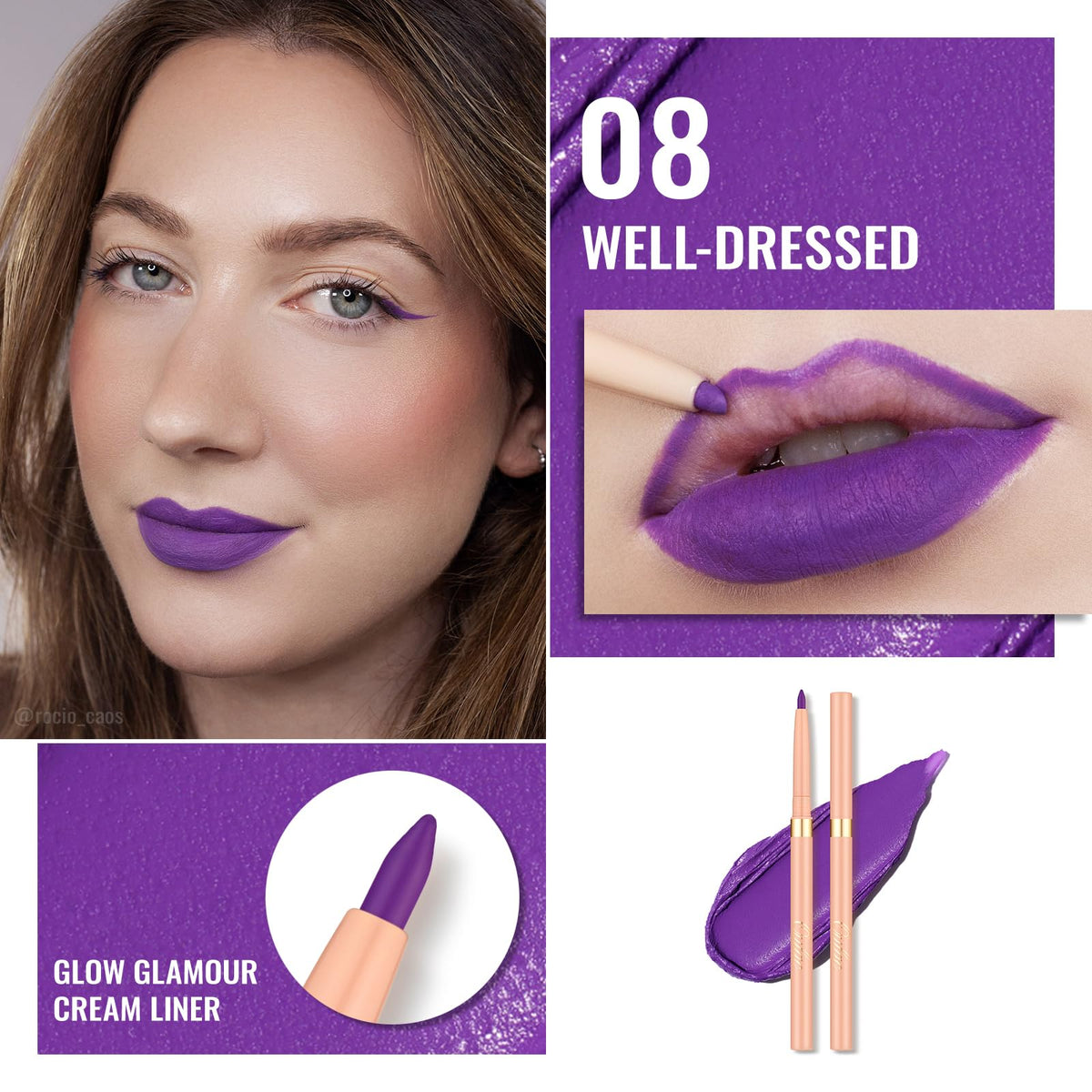 Oulac Matte Purple Lip Liner Pencil retractable design