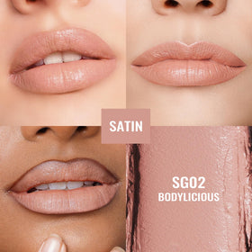 Oulac Nude Lipstick Peach Matte 4g swatch on skin