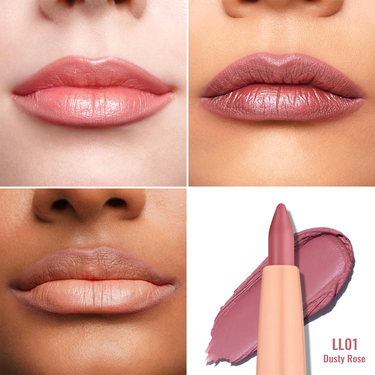 Oulac Waterproof Lipliner Pencil LL01 Dusty Rose packaging