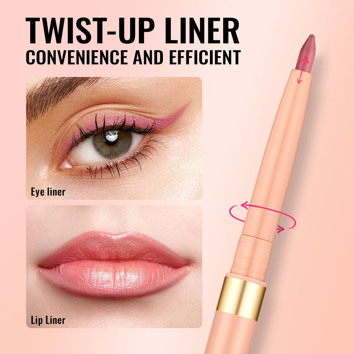Oulac Waterproof Lipliner Pencil LL01 Dusty Rose side view