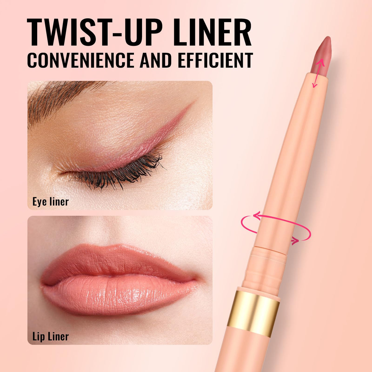 Oulac Waterproof Lipliner Pencil LL04 Sunlit Peach applied on lips