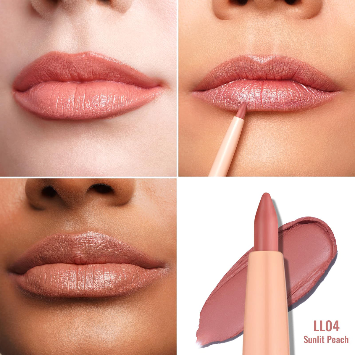 Oulac Waterproof Lipliner Pencil LL04 Sunlit Peach swatch on skin