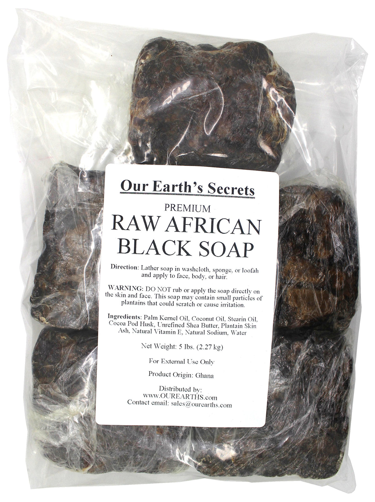 Our Earth's Secrets Premium Raw African Black Soap front view