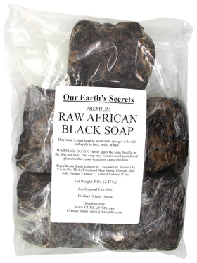 Our Earth's Secrets Premium Raw African Black Soap front view