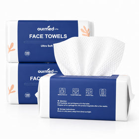 Ourmed Life Clean Face Towels 300 Ct packaging front view