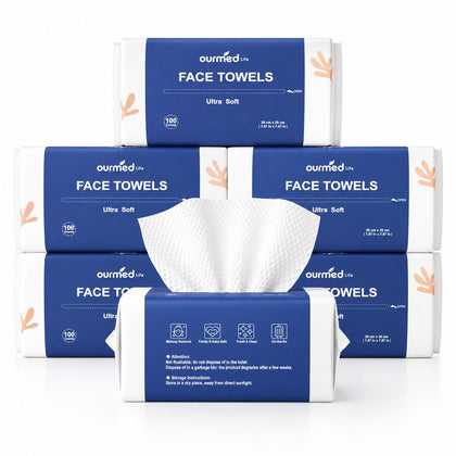 ourmed life Clean Face Towels Disposable 600 Ct front view