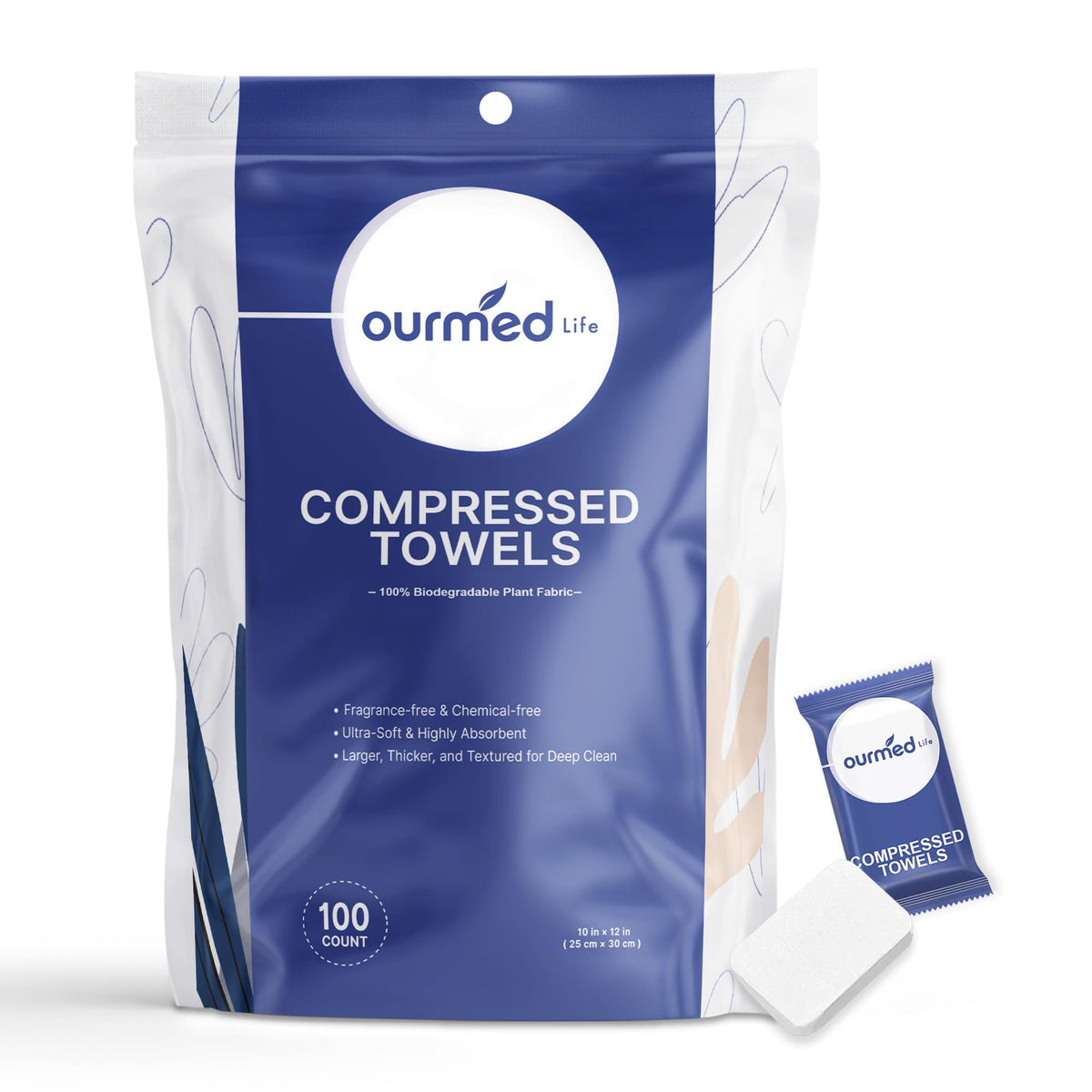 ourmed life compressed towel pack front view
