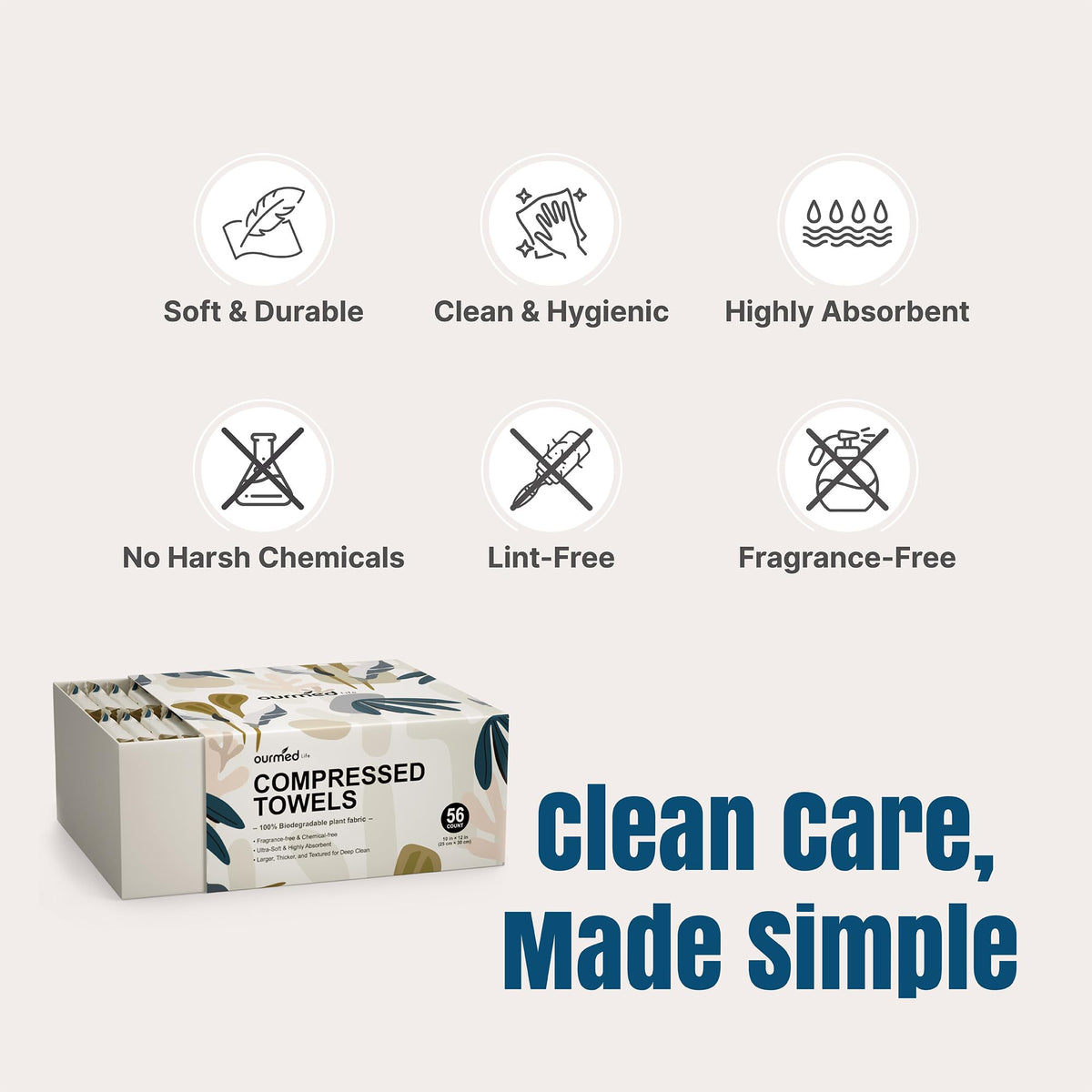 Ourmed Life Compressed Towels beside travel essentials