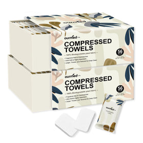 Ourmed Life Compressed Towels package front view with 112 count