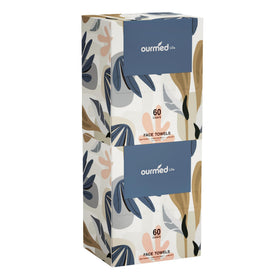 ourmed life disposable face towels front view, 120 count