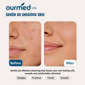 ourmed life Disposable Face Towels stacked neatly