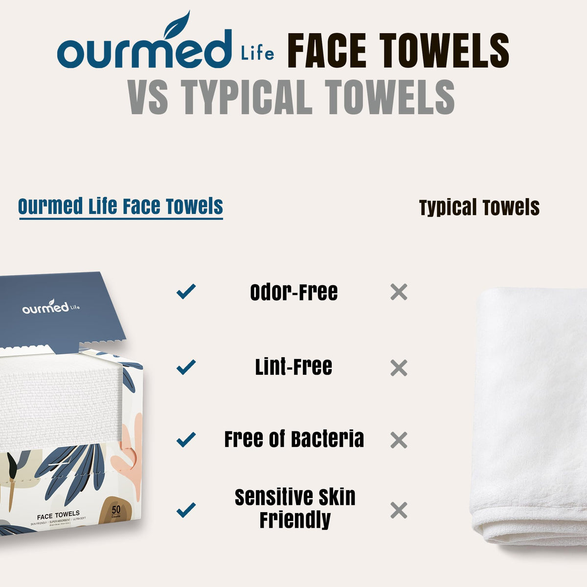 Ourmed Life Disposable Face Towels XL for travel use