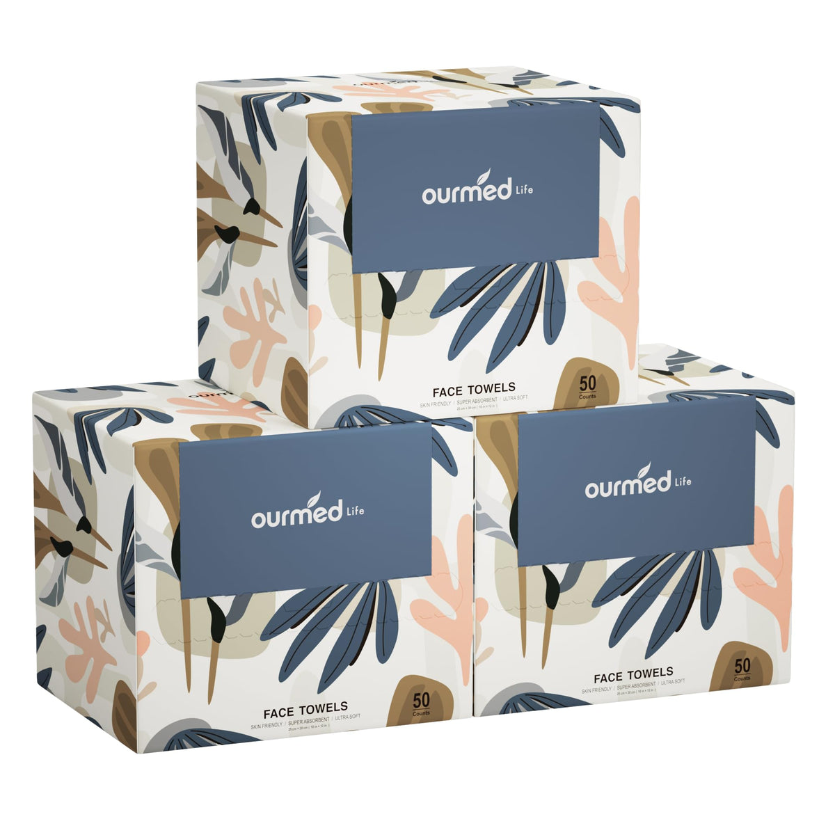 Ourmed Life Disposable Face Towels XL front view packaging