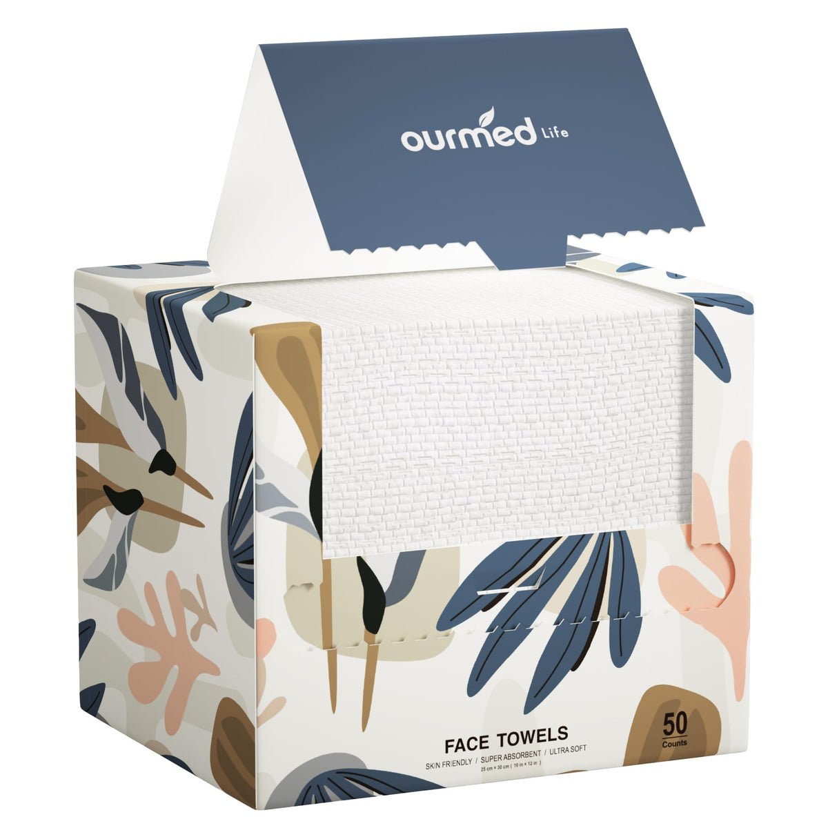 ourmed life Disposable Face Towels XL pack front view