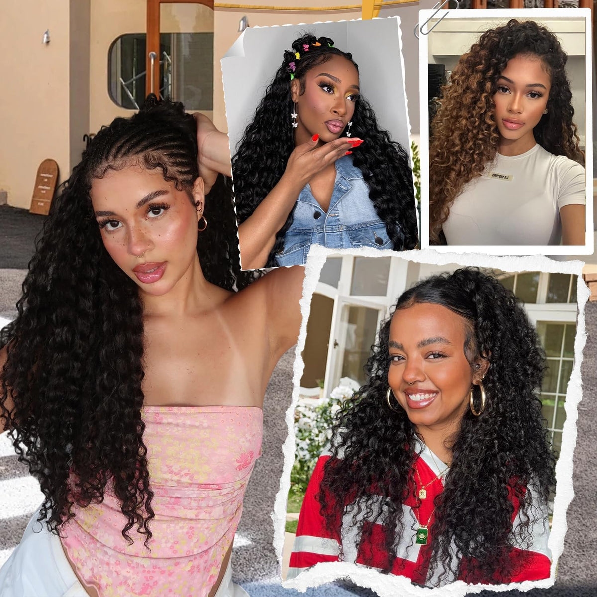 Outernice Curly Feather Crochet Hair 18 Inch on a model
