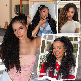 Outernice Curly Feather Crochet Hair 18 Inch on a model