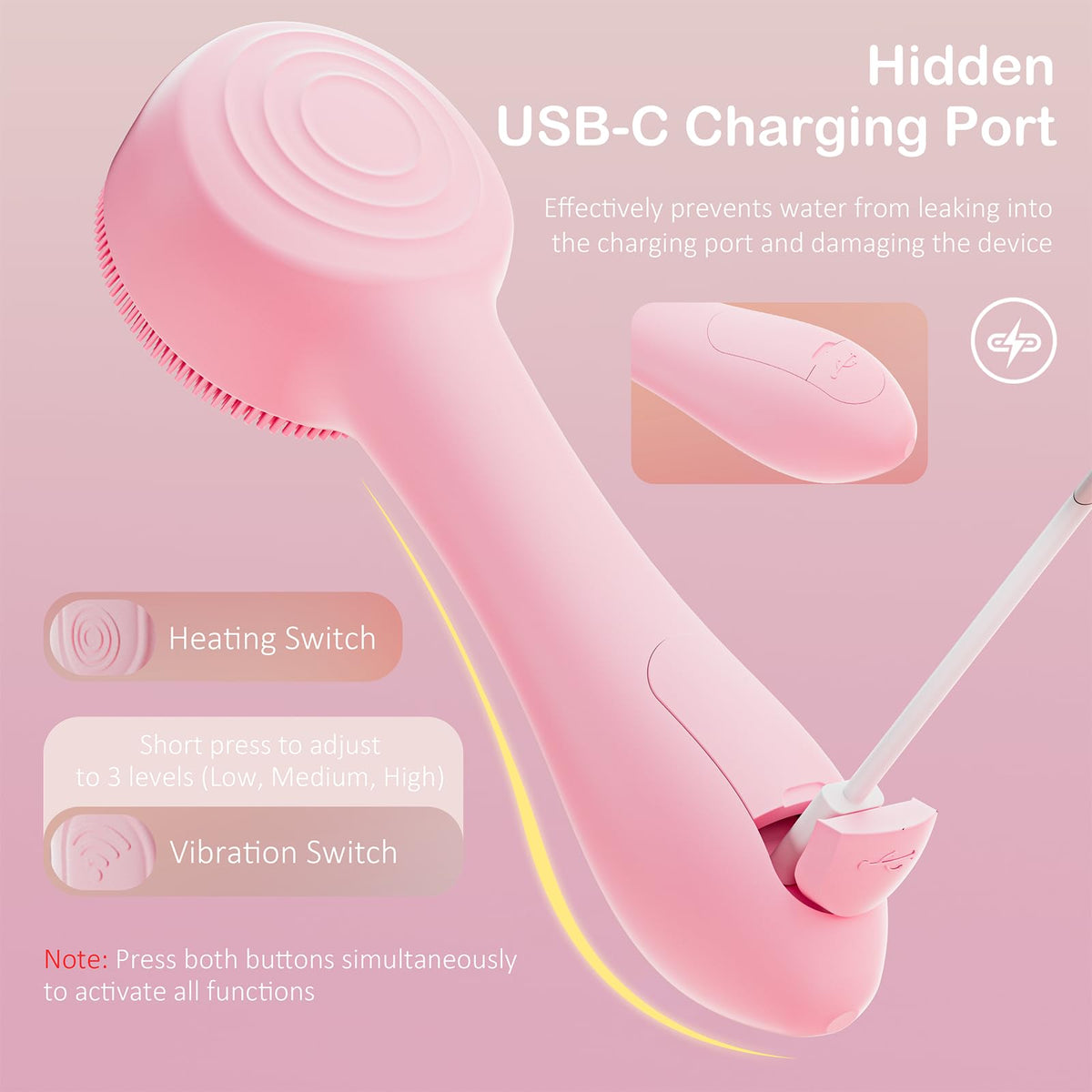 OUTIFUO Facial Cleansing Brush close-up of silicone bristles