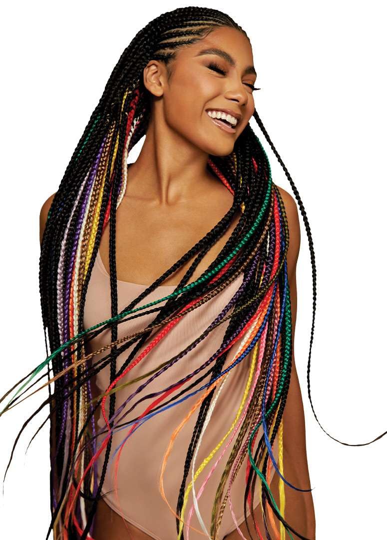 Outre X-Pression Braid 42" Dark Brown 2 styled in braids