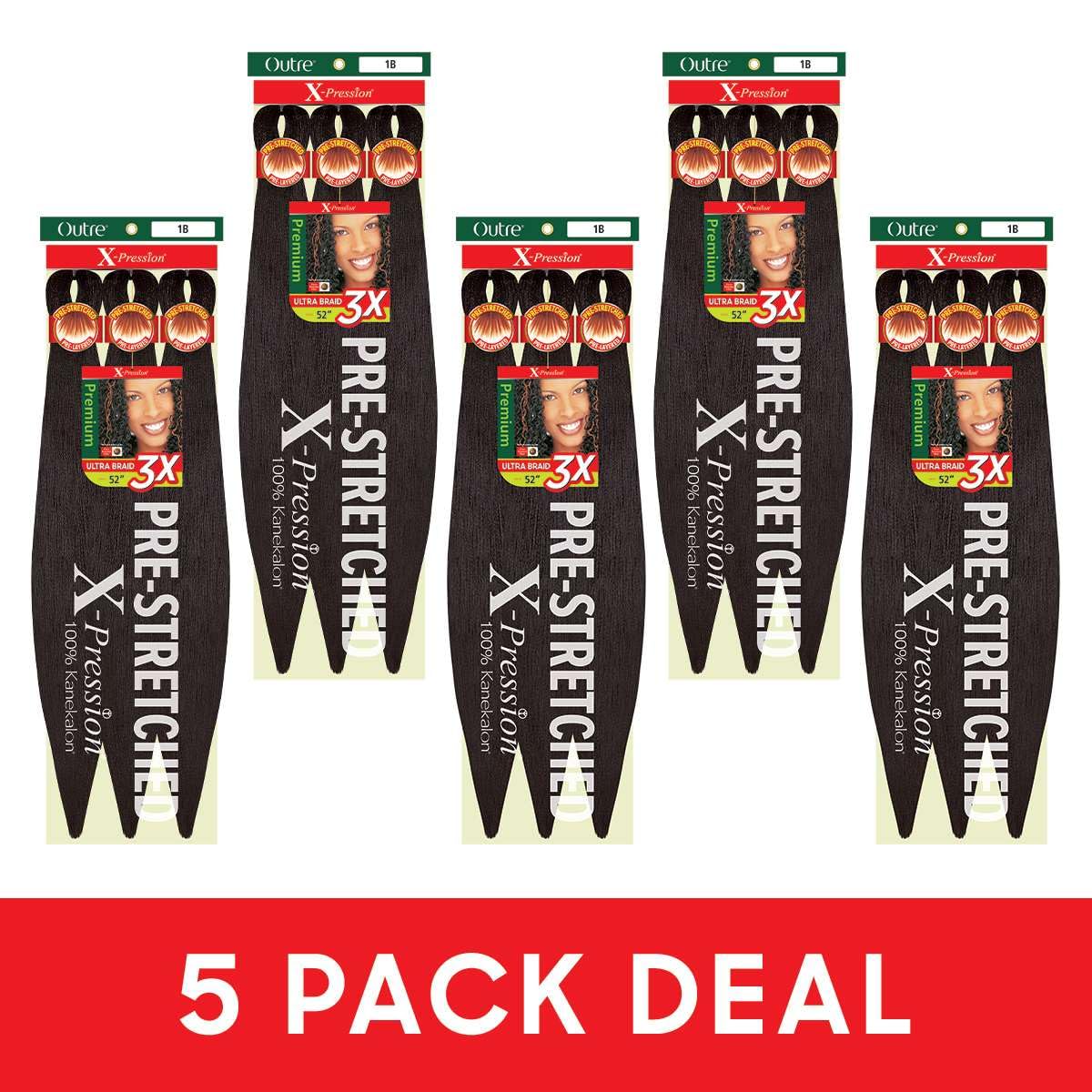 Outre X-Pression Braid packaging with 5 packs
