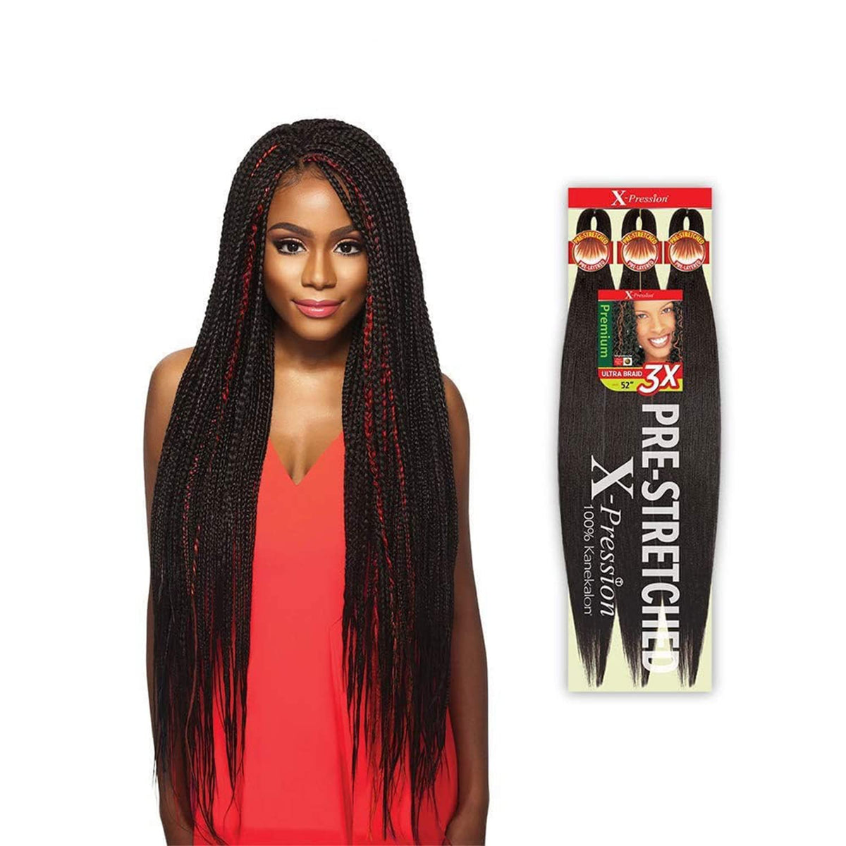 Outre X-Pression Kanekalon 42-inch braid side view showing texture