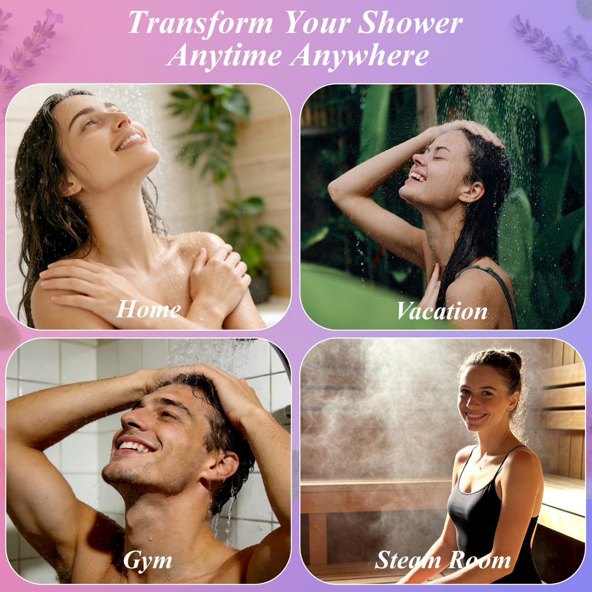Ouwuni shower steamers in a relaxing bathroom setting