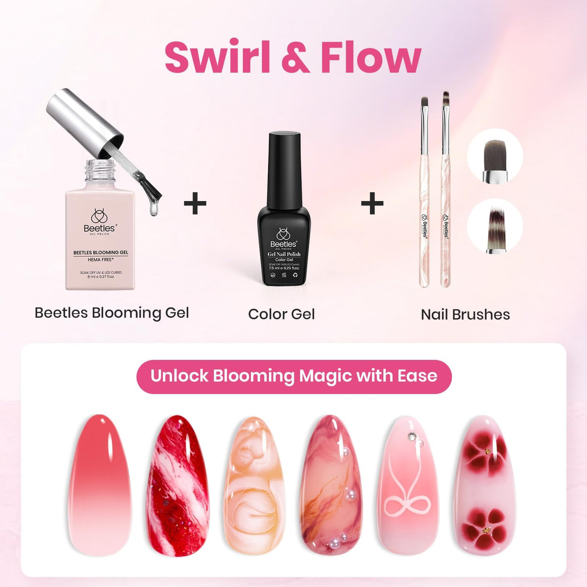 Oval brush from beetles Gel Polish nail art set