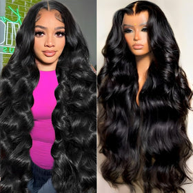 oveflect 30-Inch HD Lace Front Wig body wave style front view