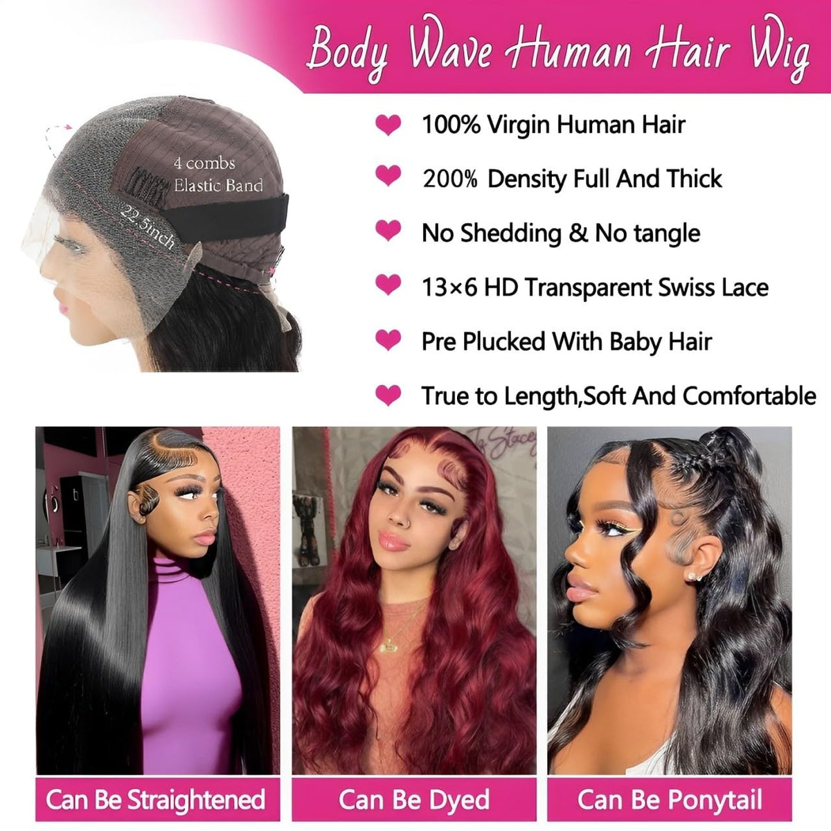 oveflect 30-Inch HD Lace Front Wig side view showing hair texture