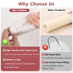 Overnight hair curlers displayed with included sleep bonnet